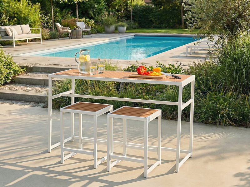 Barsæt til have 2-personers Avetrana - hvid/brun - Havemøbler - Udendørsgruppe - Havesæt