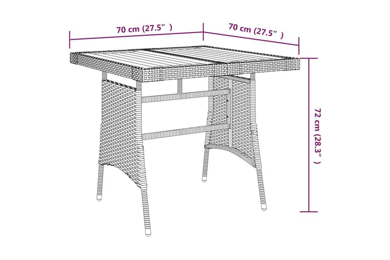 beBasic spisebordssæt til haven 3 dele polyrattan grå - GrÃ¥ - Havesæt
