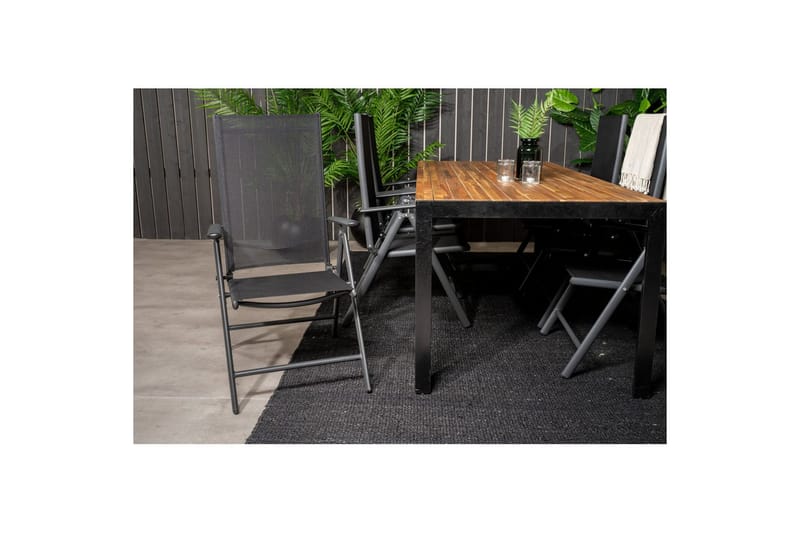 Bois Spisebordssæt 200cm + 6 Break Positionsstole Sort/Grå - Venture Home - Havemøbler - Udendørsgruppe - Havesæt