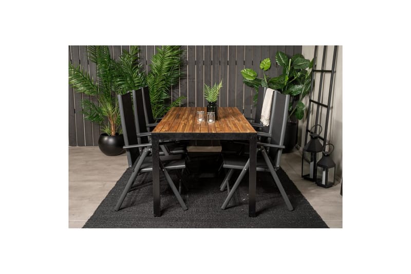Bois Spisebordssæt 200cm + 6 Break Positionsstole Sort/Grå - Venture Home - Havemøbler - Udendørsgruppe - Havesæt