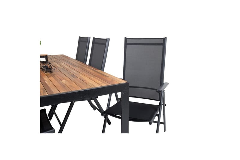 Bois Spisebordssæt 200cm + 6 Break Positionsstole Sort/Grå - Venture Home - Havemøbler - Udendørsgruppe - Havesæt