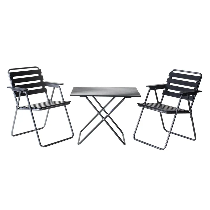 Bordsæt Varax Retro 401 + 2 stk. 305 Grå/Sort - Grå/Sort - Havemøbler - Udendørsgruppe - Havesæt