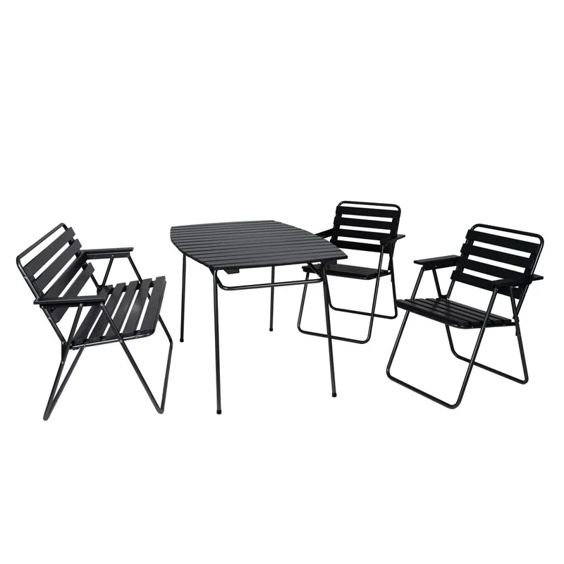 Bordsæt Varax Retro 403 + 2 stk 305 + 302 Grå/Sort, Grå/Sort