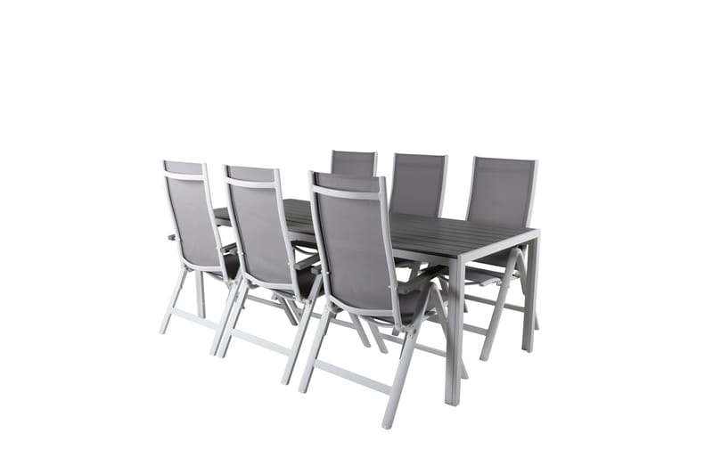 Break Spisebordssæt 205cm + 6 Albany Positionsstole Grå/Hvid - Venture Home - Havemøbler - Udendørsgruppe - Havesæt