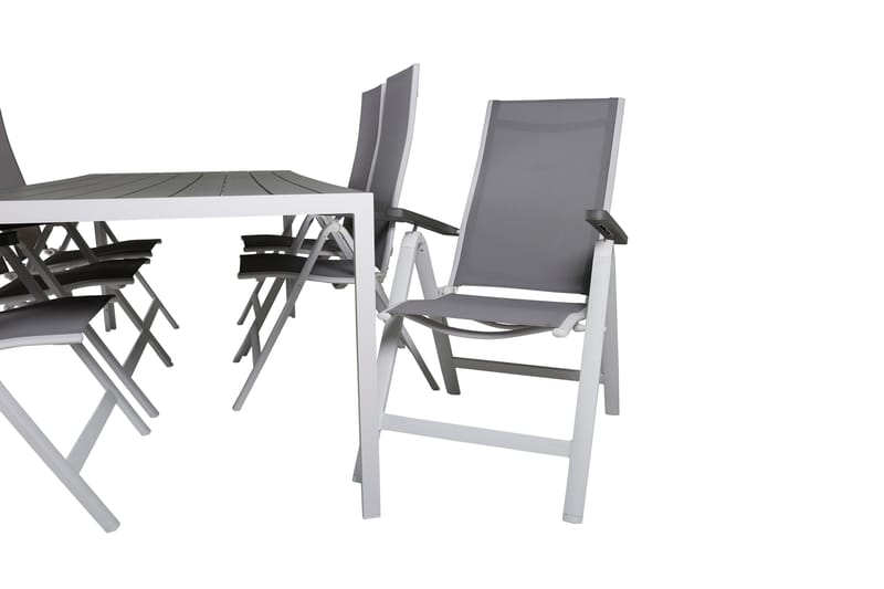 Break Spisebordssæt 205cm + 6 Albany Positionsstole Grå/Hvid - Venture Home - Havemøbler - Udendørsgruppe - Havesæt