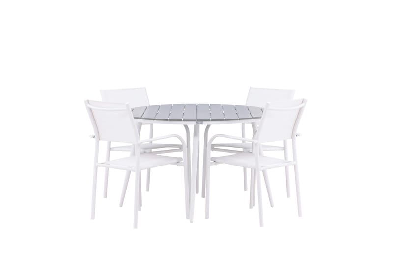 Break Spisegruppe 120 cm Rund med 4 Santorini Stole, Grå