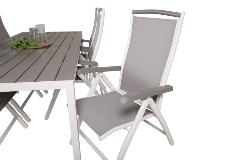 Break Spisegruppe 205 cm + 6 Albany Positionsstole - Grå / Hvid - Havemøbler - Udendørsgruppe - Havesæt