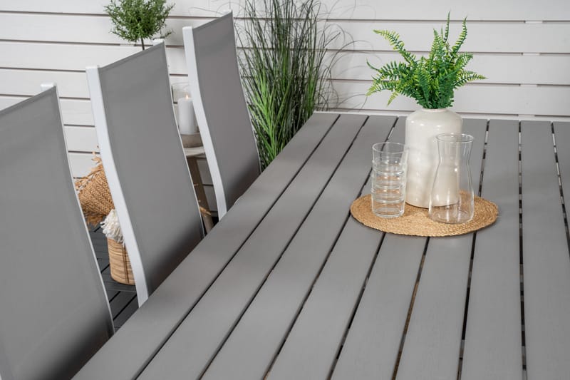 Break Spisegruppe 205 cm + 6 Copacabana Reclinerstole - Grå / Hvid - Havemøbler - Udendørsgruppe - Havesæt