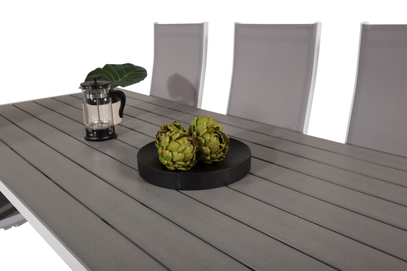 Break Spisegruppe 205 cm + 6 Copacabana Reclinerstole - Grå / Hvid - Havemøbler - Udendørsgruppe - Havesæt