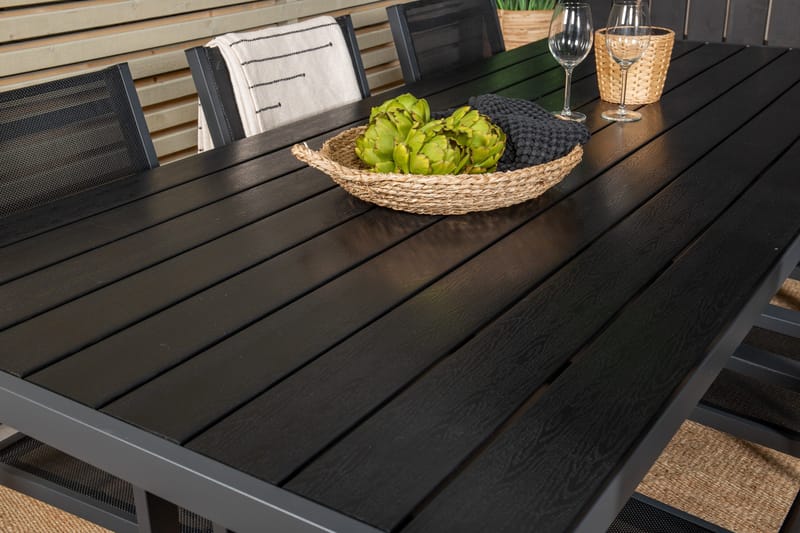 Break Spisegruppe 205 cm Rektangulær med 6 Copacabana Stole - Sort - Havemøbler - Udendørsgruppe - Havesæt