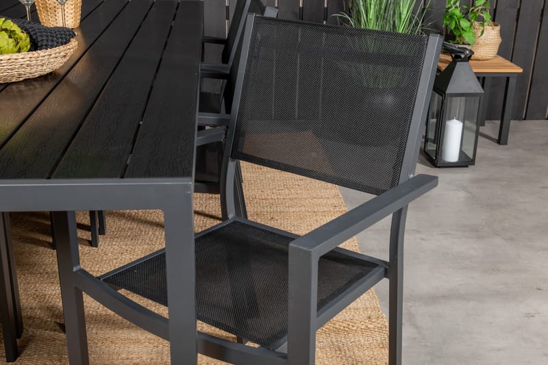 Break Spisegruppe 205 cm Rektangulær med 6 Copacabana Stole - Sort - Havemøbler - Udendørsgruppe - Havesæt