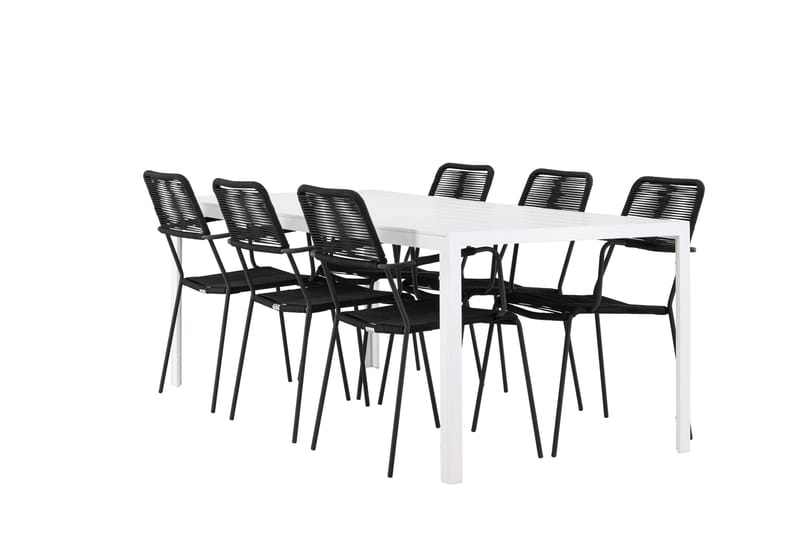 Break Spisegruppe cm Rektangulær med 6 Lindos Stole - Hvid - Havemøbler - Udendørsgruppe - Havesæt