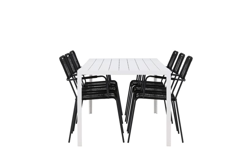 Break Spisegruppe cm Rektangulær med 6 Lindos Stole - Hvid - Havemøbler - Udendørsgruppe - Havesæt