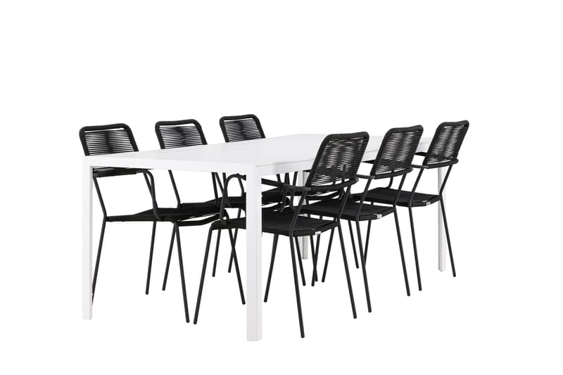 Break Spisegruppe cm Rektangulær med 6 Lindos Stole - Hvid - Havemøbler - Udendørsgruppe - Havesæt