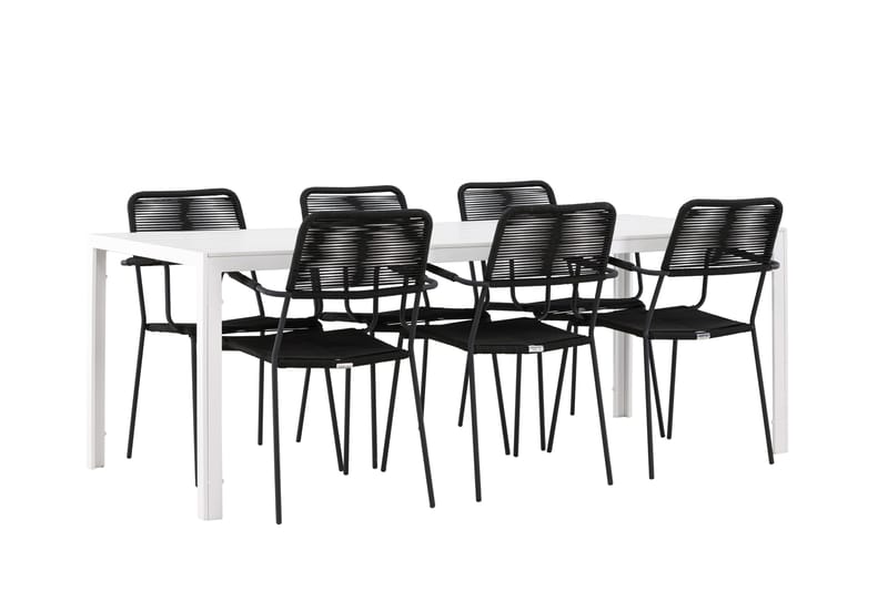 Break Spisegruppe cm Rektangulær med 6 Lindos Stole - Hvid - Havemøbler - Udendørsgruppe - Havesæt