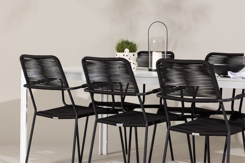 Break Spisegruppe cm Rektangulær med 6 Lindos Stole - Hvid - Havemøbler - Udendørsgruppe - Havesæt