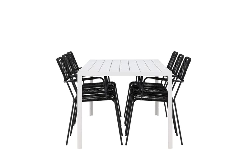 Break Spisegruppe cm Rektangulær med 6 Lindos Stole - Hvid - Havemøbler - Udendørsgruppe - Havesæt
