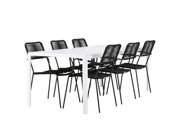 Break Spisegruppe cm Rektangulær med 6 Lindos Stole - Hvid - Havemøbler - Udendørsgruppe - Havesæt