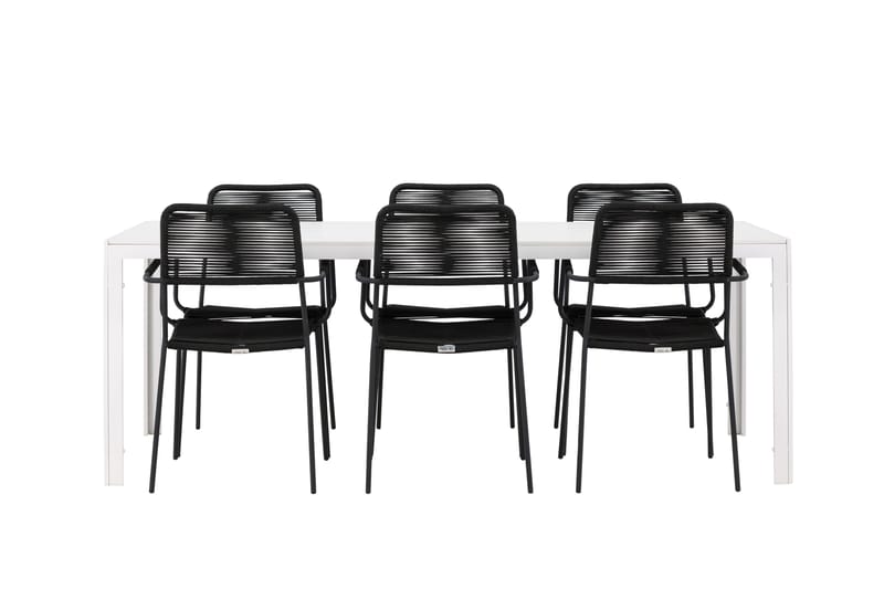 Break Spisegruppe cm Rektangulær med 6 Lindos Stole - Hvid - Havemøbler - Udendørsgruppe - Havesæt