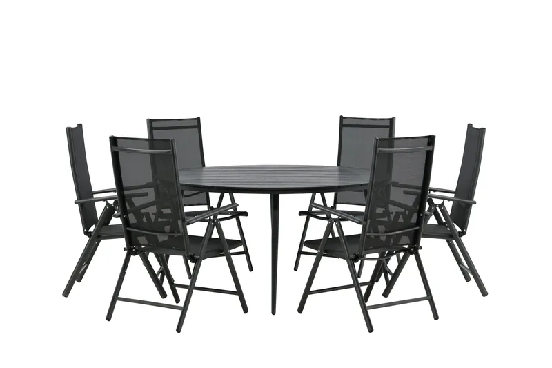 Break Spisegruppe Rund 150 cm + 6 Break Positionsstolee, Sort
