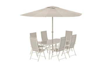 Brekki spisegruppe med 6 stole udendørs - Beige - Havemøbler - Udendørsgruppe - Havesæt