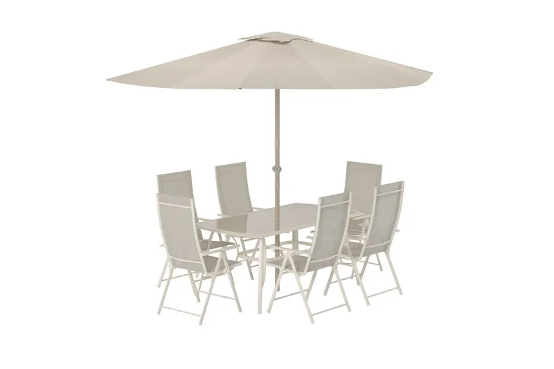 Brekki spisegruppe med 6 stole udendørs - Beige - Havemøbler - Udendørsgruppe - Havesæt