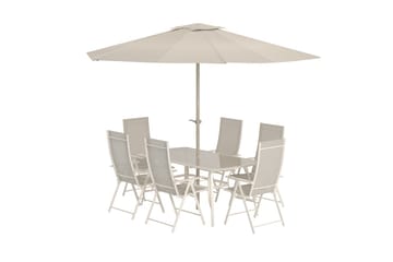 Brekki spisegruppe med 6 stole udendørs - Beige - Havemøbler - Udendørsgruppe - Havesæt