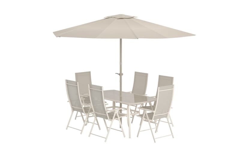Brekki spisegruppe med 6 stole udendørs - Beige - Havemøbler - Udendørsgruppe - Havesæt