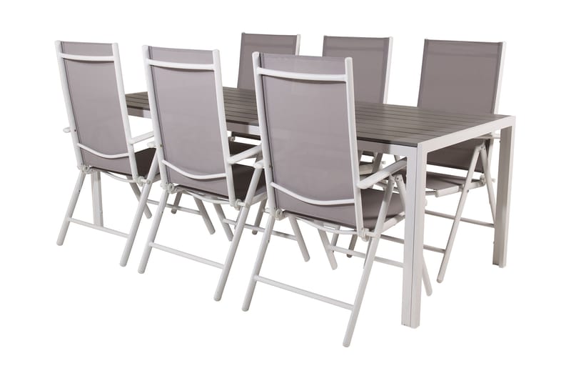 Buitepos Spisebordssæt inkl 6 Positionsstole - Nonwood/Hvid - Havesæt