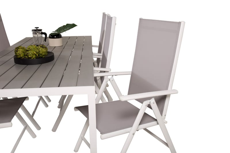 Buitepos Spisebordssæt inkl 6 Positionsstole - Nonwood/Hvid - Havesæt