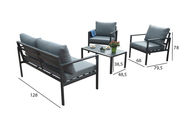 Adrio Havesæt Mørkegrå - Havemøbler - Udendørsgruppe - Cafesæt