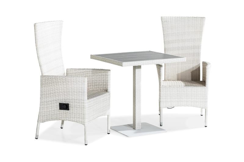 Bahamas Cafésæt 70x70 + 2 Jenny Justerbar Lænestol - Hvid - Havemøbler - Udendørsgruppe - Cafesæt