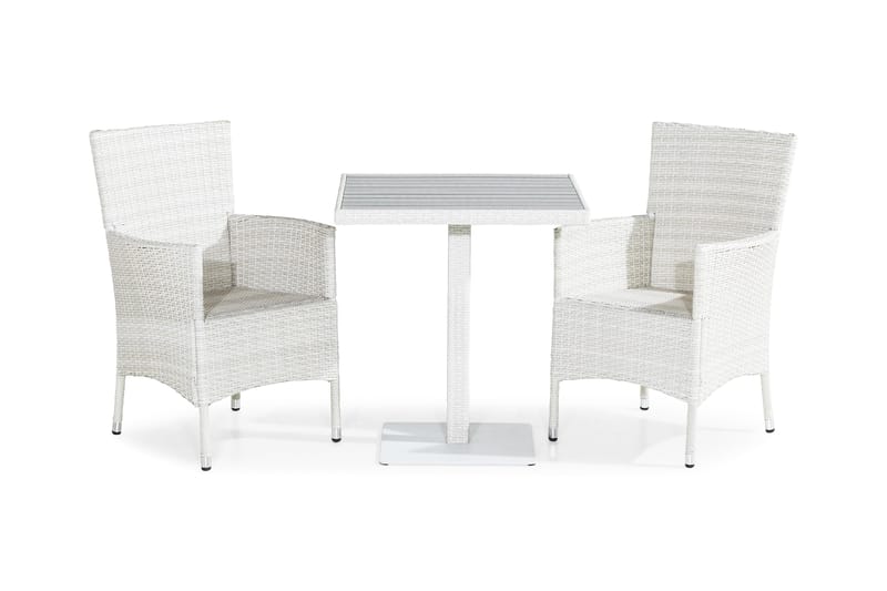 Bahamas Cafésæt 70x70 + 2 Thor Lænestol - Hvid - Havemøbler - Udendørsgruppe - Cafesæt