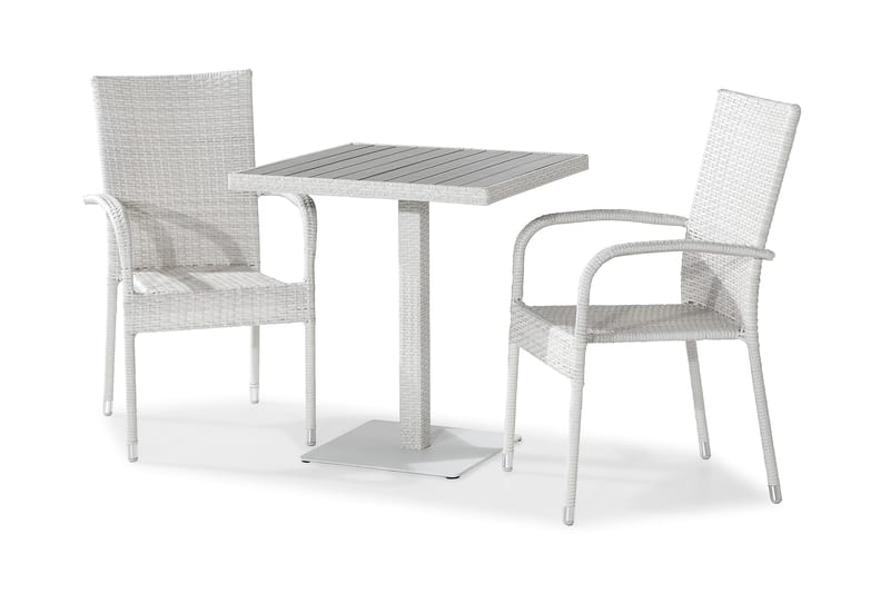 Bahamas Cafésæt 70x70 + 2 Thor Light - Hvid - Havemøbler - Balkon - Balkonmøbler - Altansæt