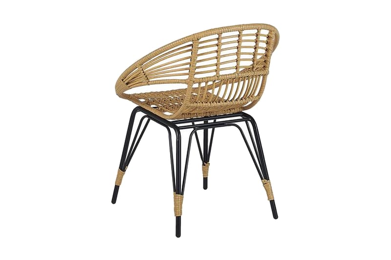 Balkon sæt bord og 2 stole rattan PELLARO - Træ / natur - Havemøbler - Udendørsgruppe - Cafesæt