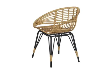 Balkon sæt bord og 2 stole rattan PELLARO - Træ / natur - Havemøbler - Udendørsgruppe - Cafesæt