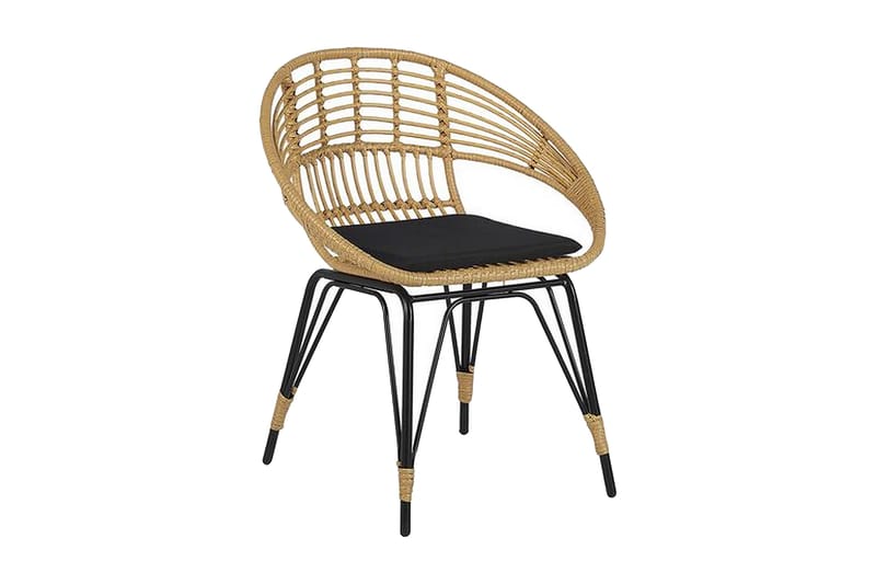 Balkon sæt bord og 2 stole rattan PELLARO - Træ / natur - Havemøbler - Udendørsgruppe - Cafesæt