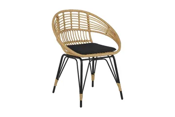 Balkon sæt bord og 2 stole rattan PELLARO - Træ / natur - Havemøbler - Udendørsgruppe - Cafesæt