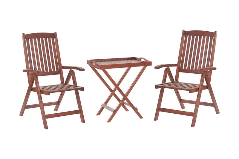 Balkon sæt bord og to stole med hynder TOSCANA - Træ / natur - Altansæt - Cafesæt