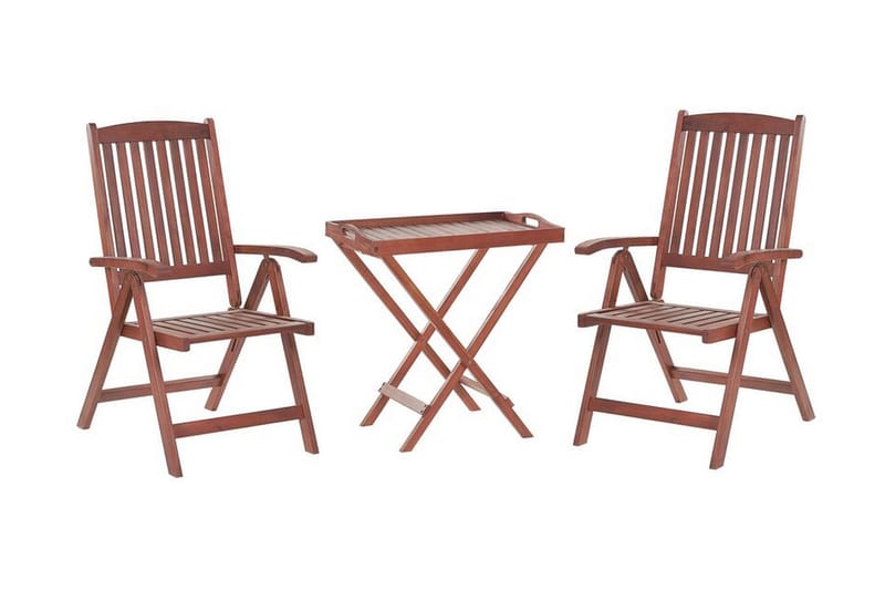 Balkonsæt med bord og 2 stole med hynder TOSCANA - Træ/natur - Altansæt - Cafesæt