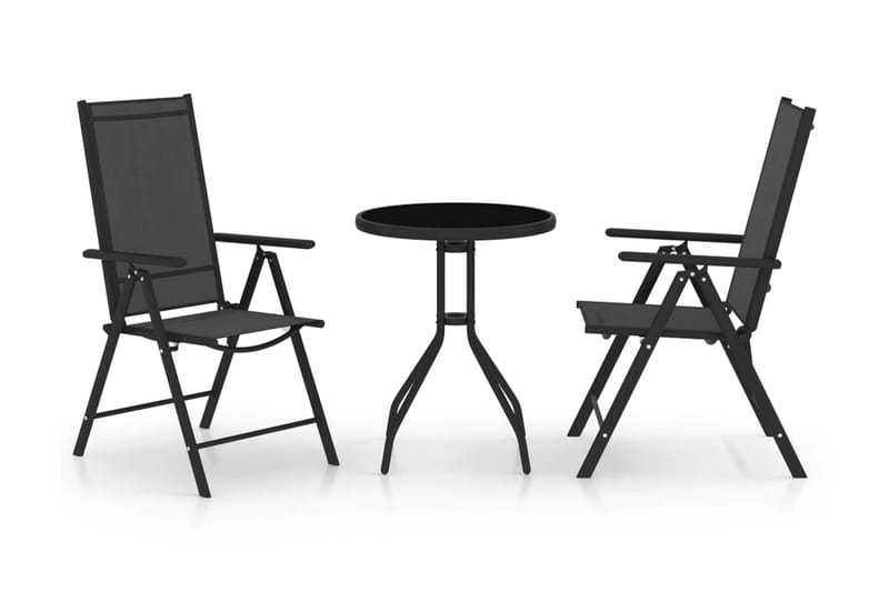 bistrosæt 3 dele aluminium og textilene sort - Sort - Havemøbler - Udendørsgruppe - Cafesæt
