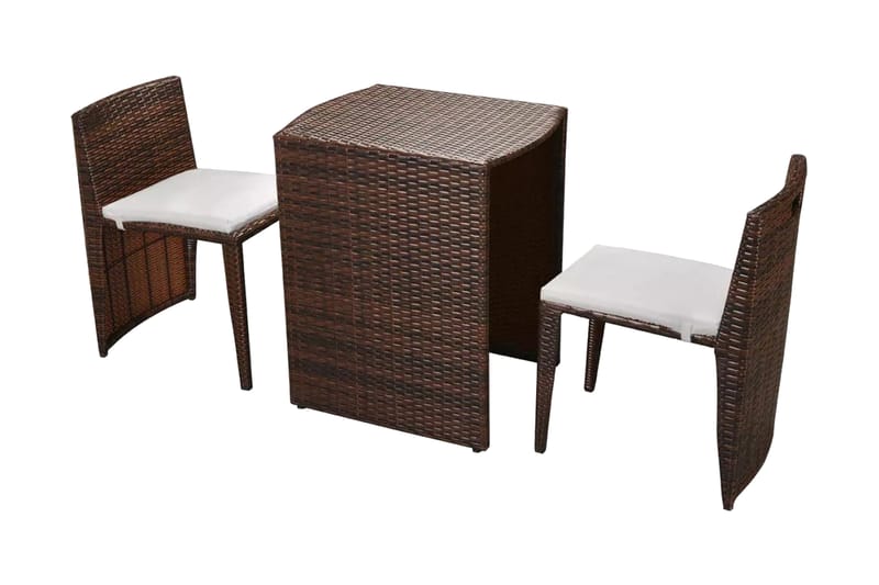 Bistrosæt 3 Dele Med Hynder Polyrattan Brun - Brun - Havemøbler - Udendørsgruppe - Cafesæt