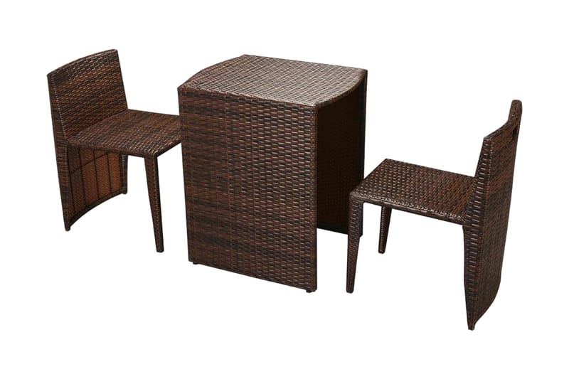 Bistrosæt 3 Dele Med Hynder Polyrattan Brun - Brun - Havemøbler - Udendørsgruppe - Cafesæt