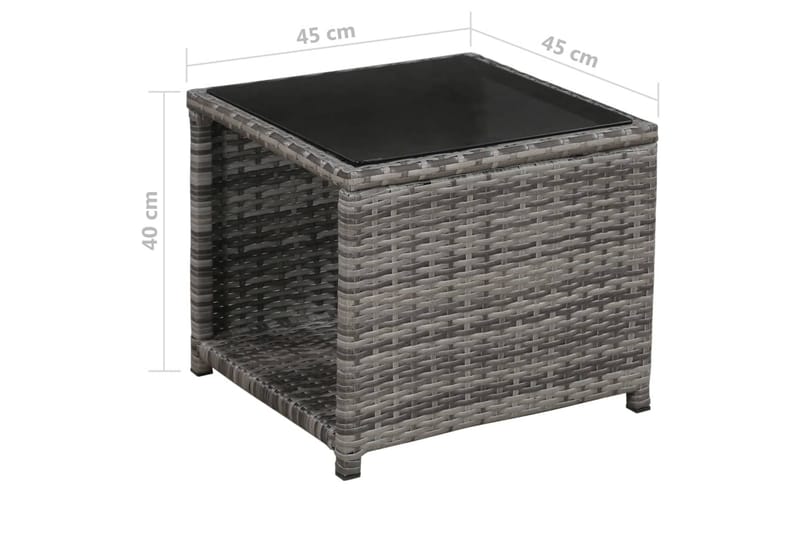 Bistrosæt 3 Dele Med Hynder Polyrattan Grå - Grå - Havemøbler - Udendørsgruppe - Cafesæt
