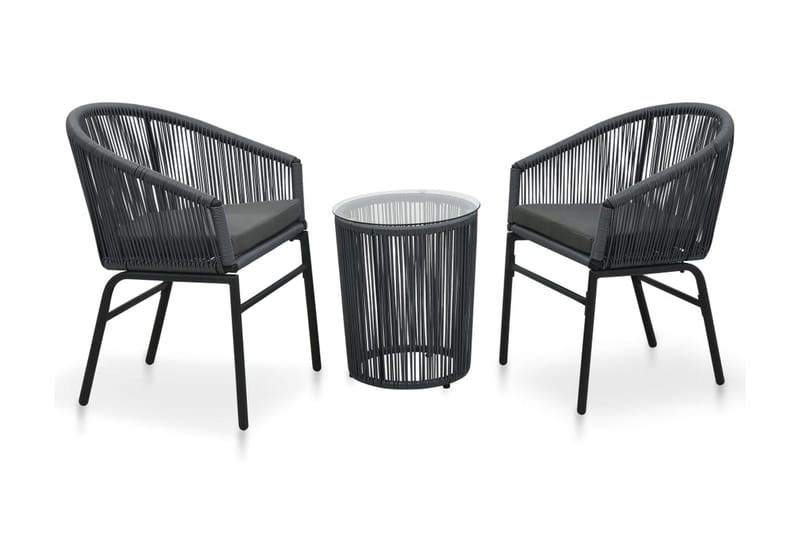 bistrosæt 3 dele med hynder PVC-rattan antracitgrå - Grå - Havemøbler - Udendørsgruppe - Cafesæt