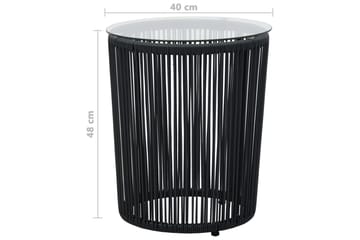 bistrosæt 3 dele med hynder PVC-rattan sort - Sort - Havemøbler - Udendørsgruppe - Cafesæt