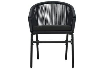 bistrosæt 3 dele med hynder PVC-rattan sort - Sort - Havemøbler - Udendørsgruppe - Cafesæt