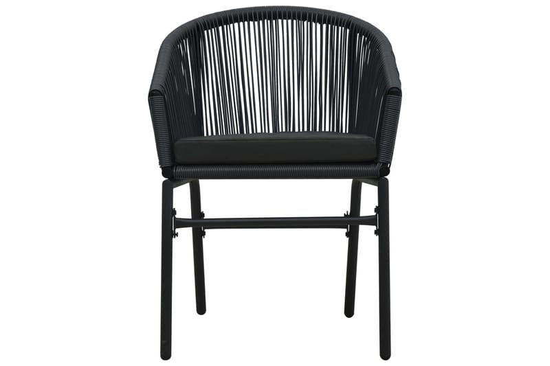 bistrosæt 3 dele med hynder PVC-rattan sort - Sort - Havemøbler - Udendørsgruppe - Cafesæt