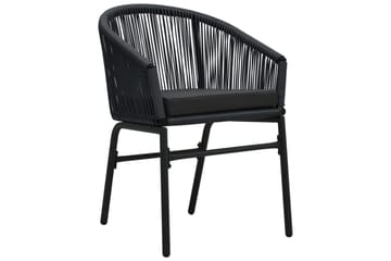 bistrosæt 3 dele med hynder PVC-rattan sort - Sort - Havemøbler - Udendørsgruppe - Cafesæt