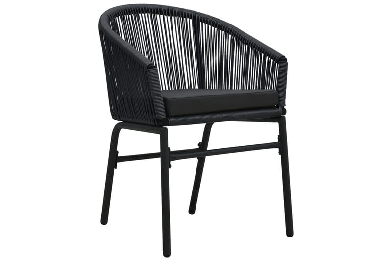 bistrosæt 3 dele med hynder PVC-rattan sort - Sort - Havemøbler - Udendørsgruppe - Cafesæt